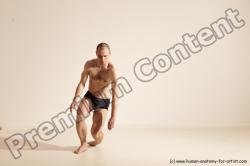 Underwear Gymnastic poses Man White Slim Bald Dancing Dynamic poses Academic